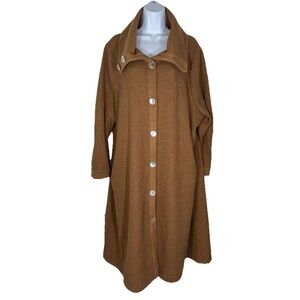 Soft Surroundings Caline Long Tan Waffle Knit Duster Cardigan Shell Women 2X